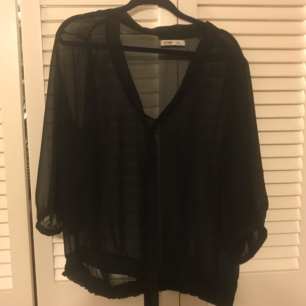 Old Navy Black Sheer 3/4 sleeve blouse